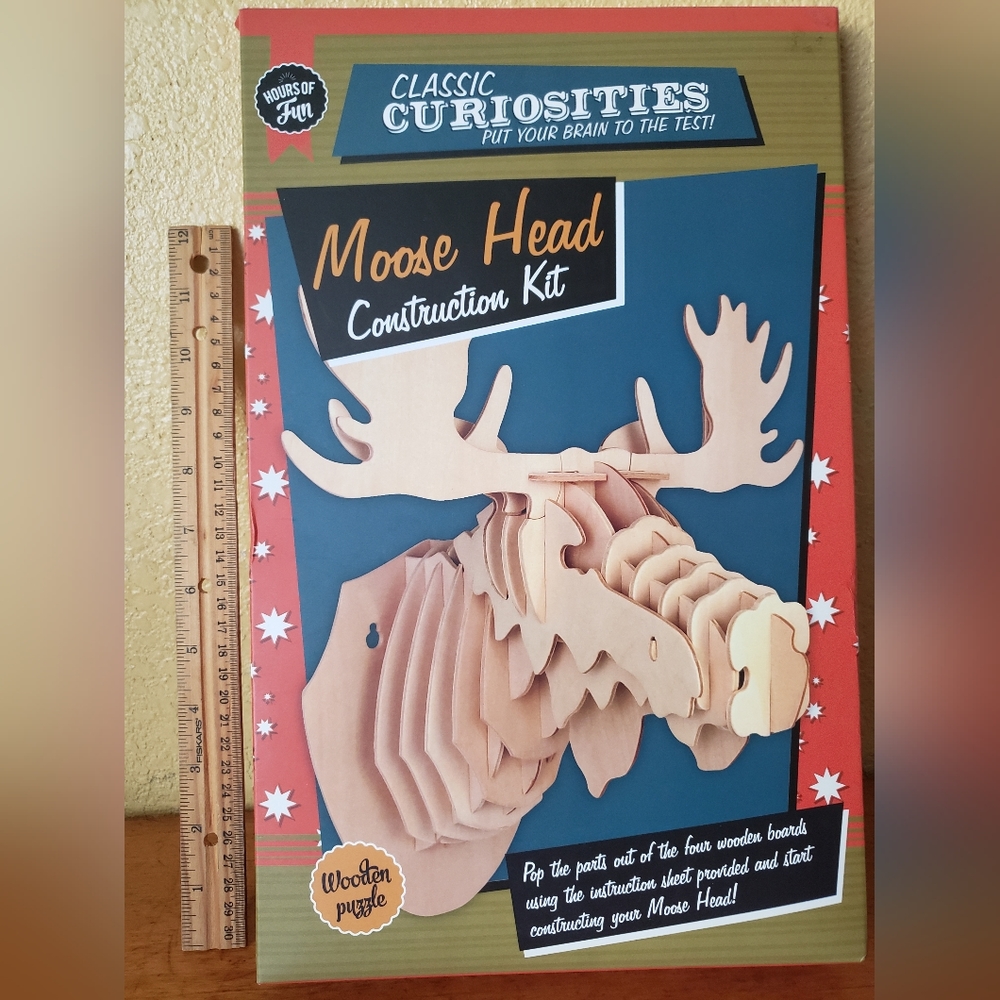 Brand New Classic Curiosities: Moose Head Construction Kit, Wooden Puzzle -3D